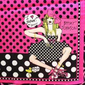 Vintage Betsey Johnson Y2K Babe Girl in Dizzy Dots Runway Dress Pop Art Scarf